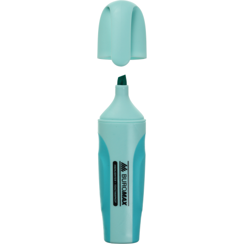 Маркер текстовий бірюзовий з резиновими вставками BUROMAX PASTEL BM.8905-06
